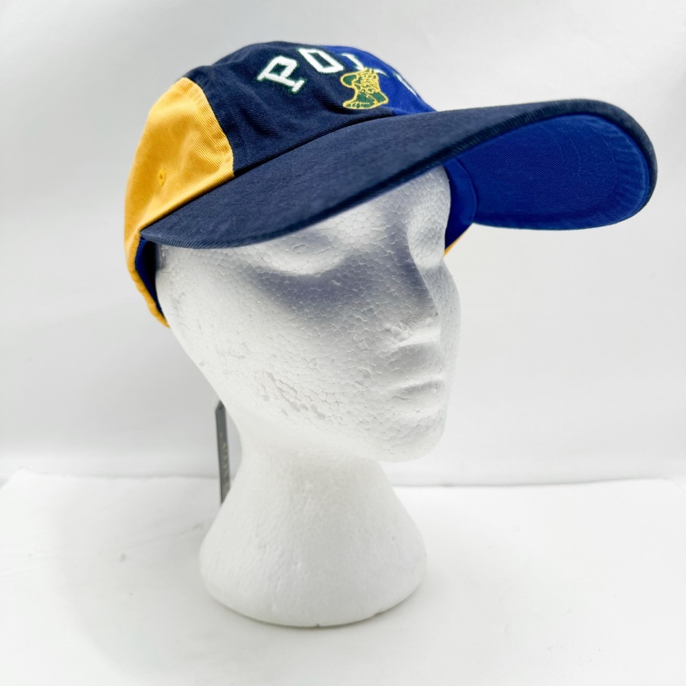 Polo Ralph Lauren Long Bill Blue Yellow Wing Twill Ball Cap Hat